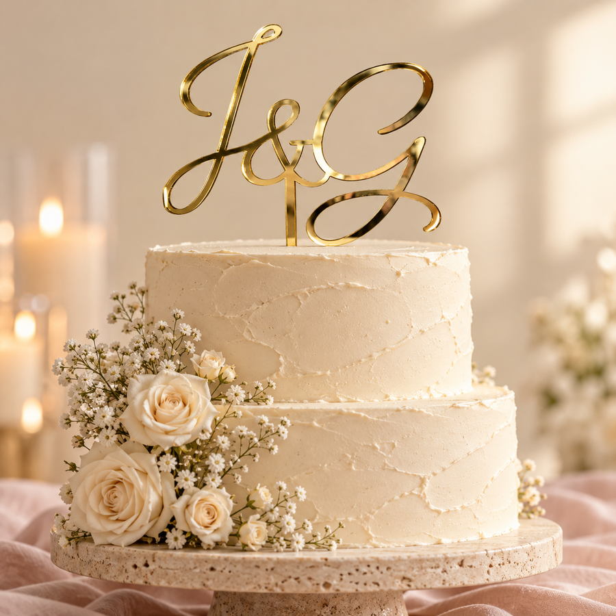 Initials Wedding Cake Topper, Custom Monogram | Lua & Co.